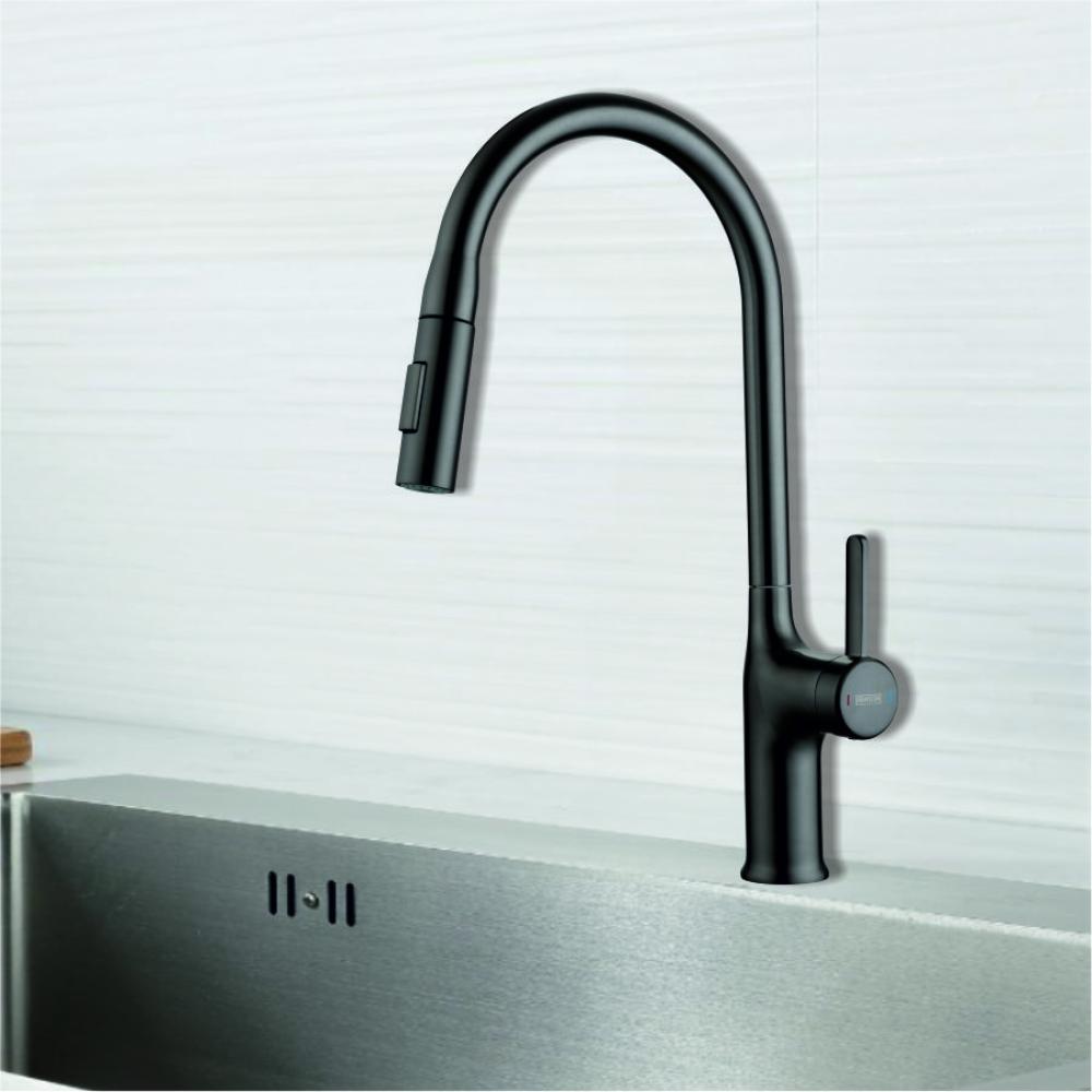 Single Lever Mixer for Kitchen Sink With Side Lever  & Pullout High Movable Spout 